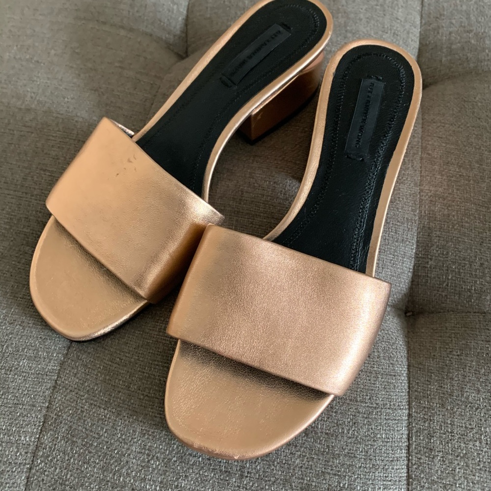 Alexander Wang Lou Metallic Slide Sandals, RoseG